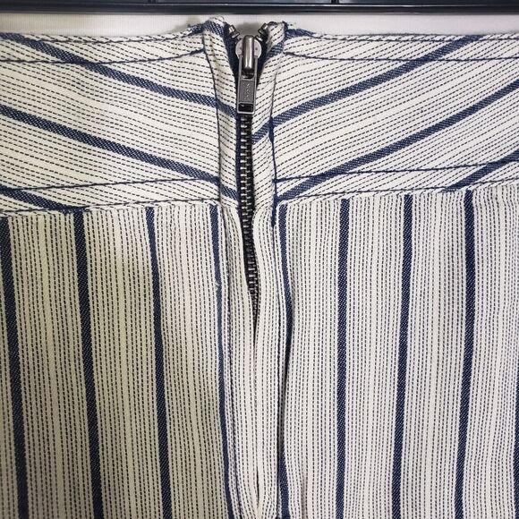 Purnell Womens Mini Skirt Sz 10/30 Indigo Beige Striped Pockets Contrast Stitch - Picture 6 of 9